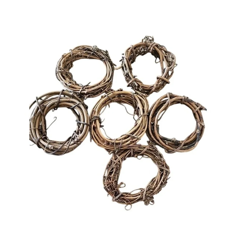 Grapevine Wood Napkin Rings Set of 6 Brown Rustic Wreath Table Decor
